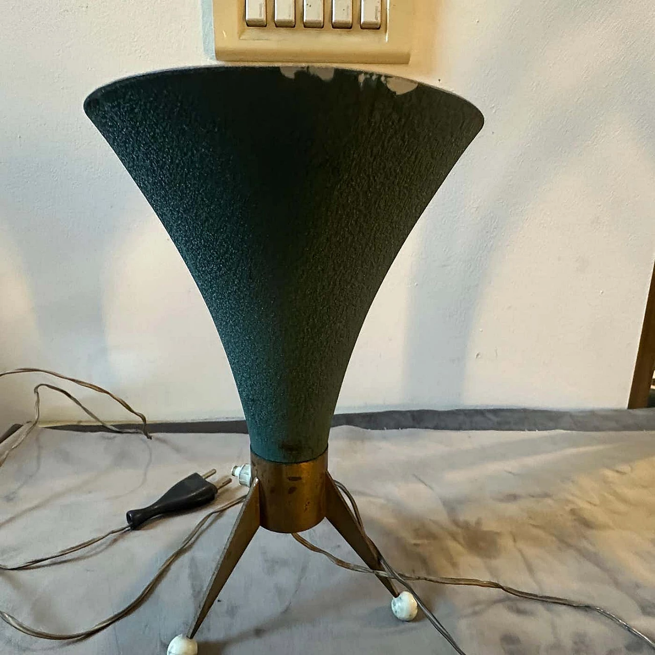 Sputnik brass table lamp in Stilnovo style, 1950s 8