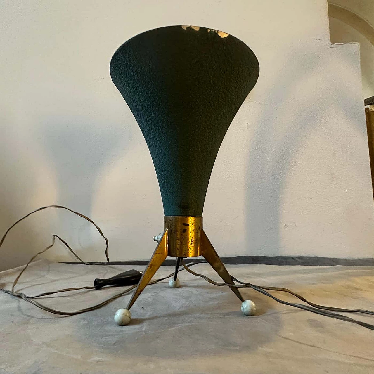 Sputnik brass table lamp in Stilnovo style, 1950s 11