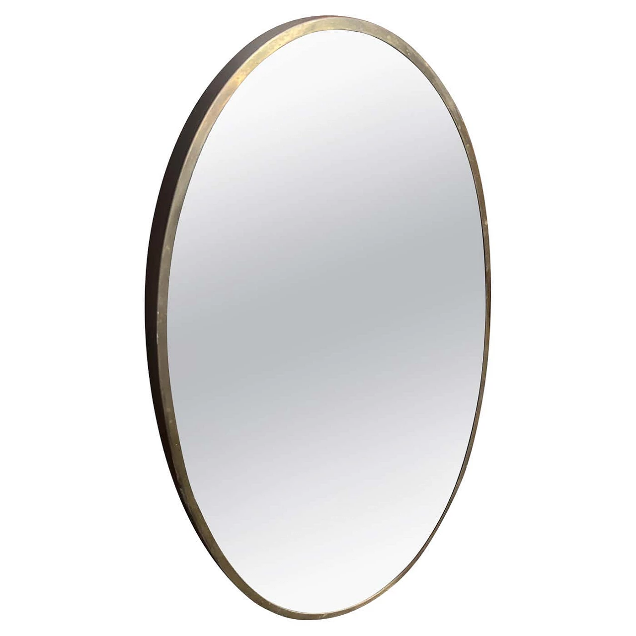 Oval brass wall mirror in the style of Gio Ponti, 1950s 1