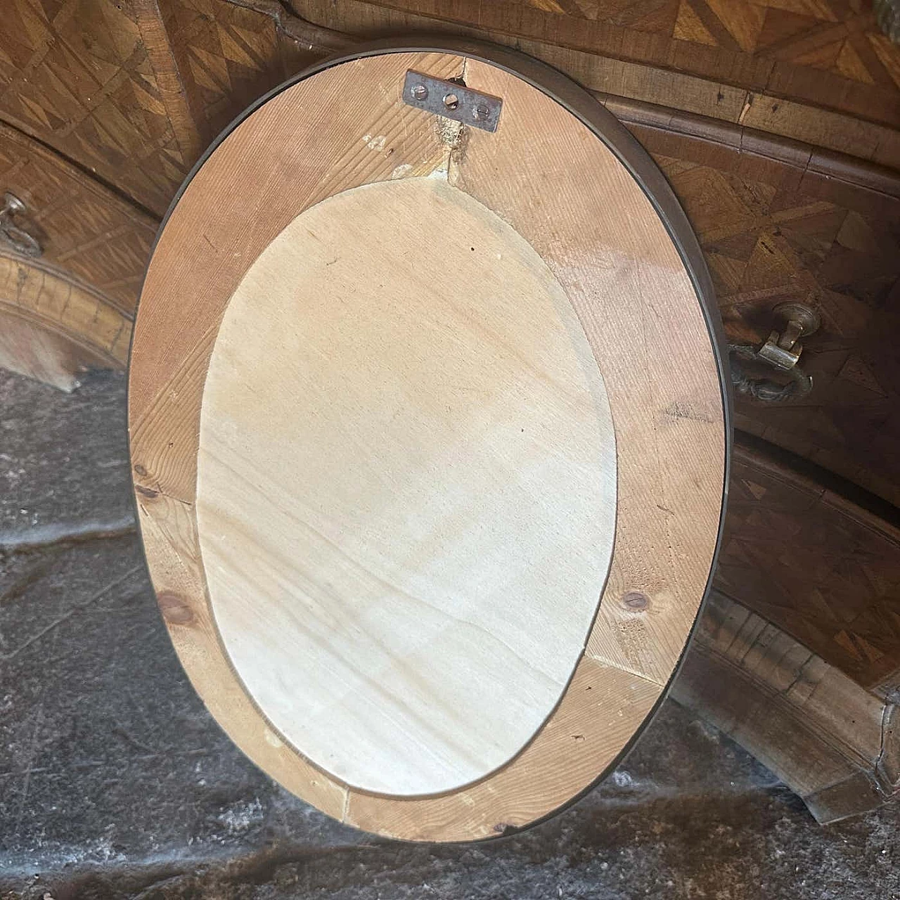 Oval brass wall mirror in the style of Gio Ponti, 1950s 8