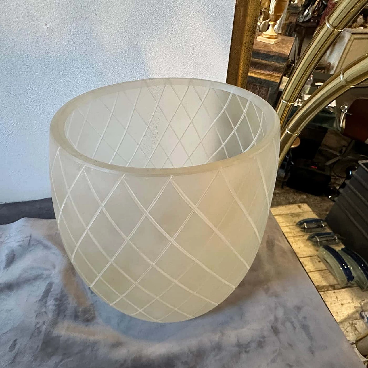 Vaso in vetro di Murano trasparente e oro in stile Barovier, anni '50 7