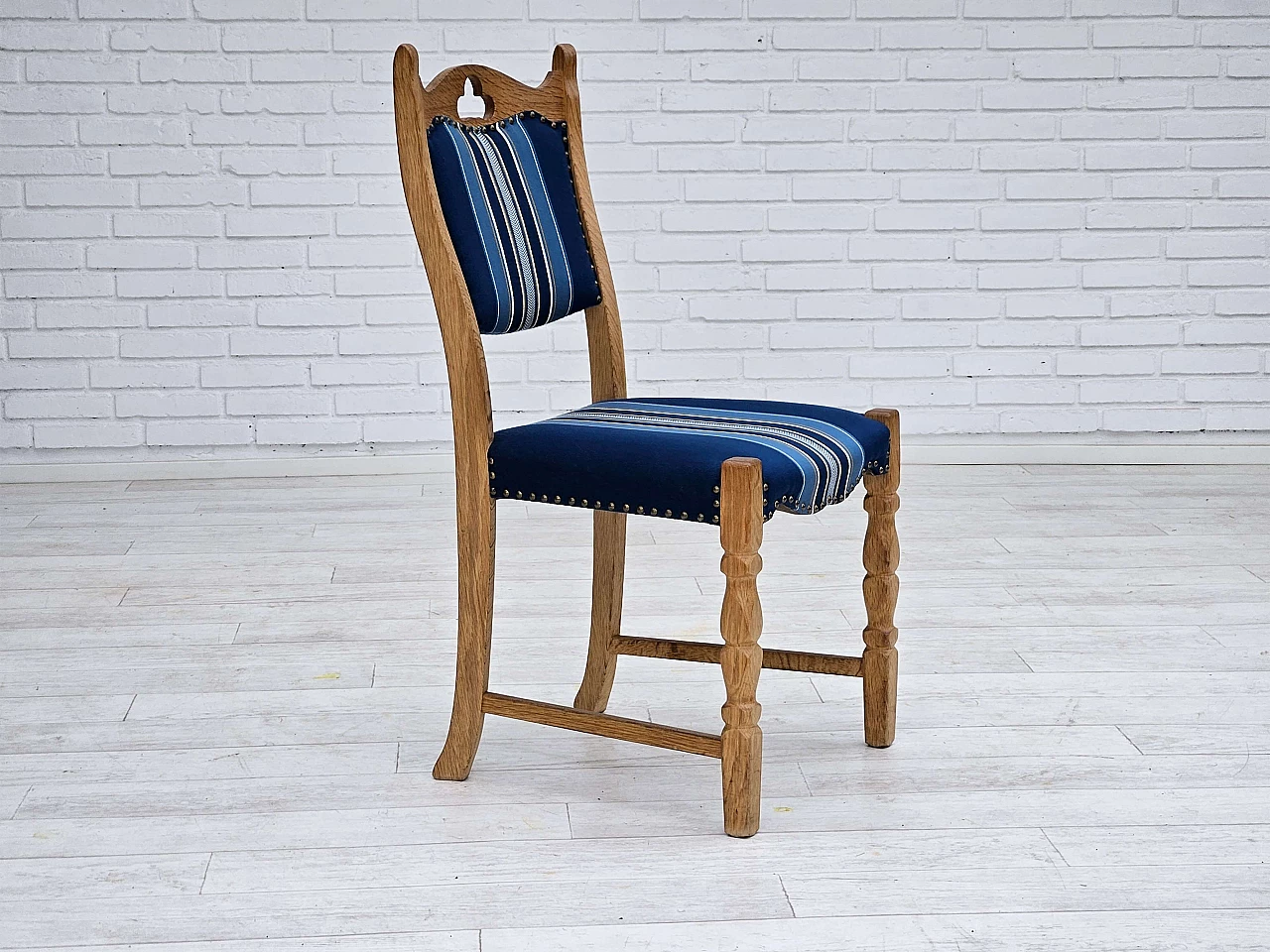 4 Danish oak and wool dining chairs, 1960s 9