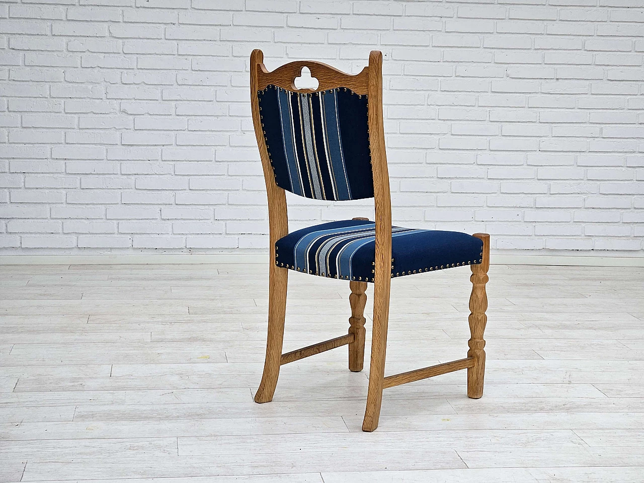4 Danish oak and wool dining chairs, 1960s 13