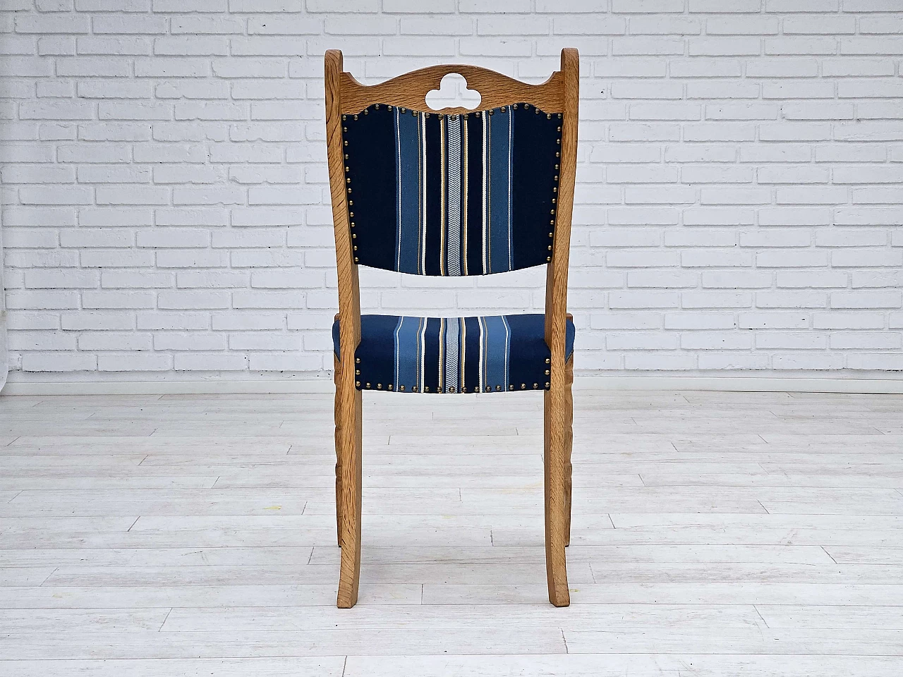 4 Danish oak and wool dining chairs, 1960s 15