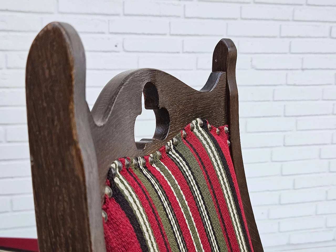 5 Danish oak and wool dining chairs, 1960s 2