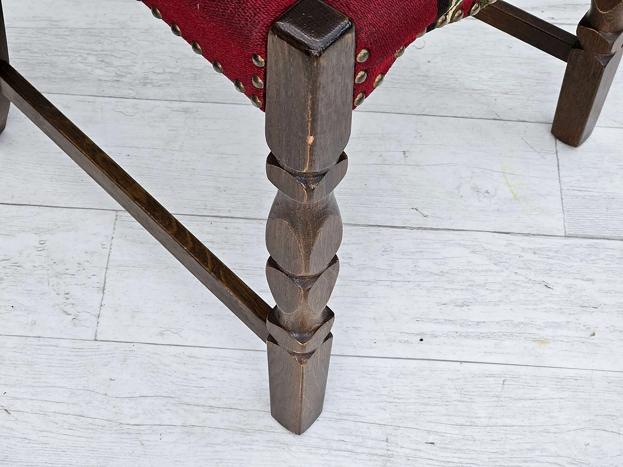 5 Danish oak and wool dining chairs, 1960s 9