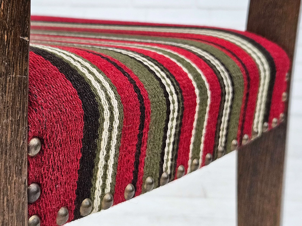 5 Danish oak and wool dining chairs, 1960s 11