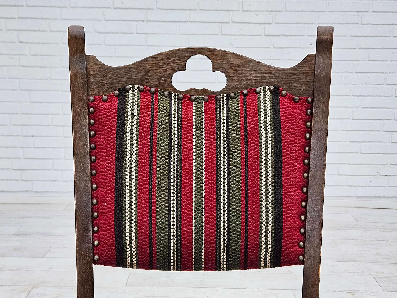 5 Danish oak and wool dining chairs, 1960s 18