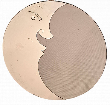 Round wall mirror with crescent moon, 1960s