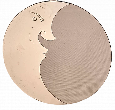 Specchio da parete rotondo con mezzaluna, anni '60