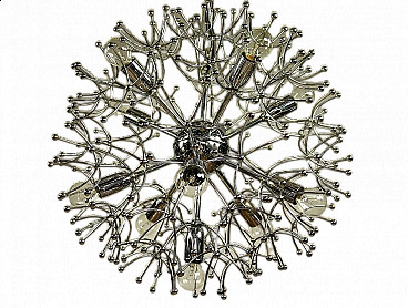 Chromed brass Sputnik chandelier by Gaetano Sciolari, 1970s