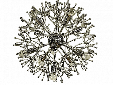 Chromed brass Sputnik chandelier by Gaetano Sciolari, 1970s