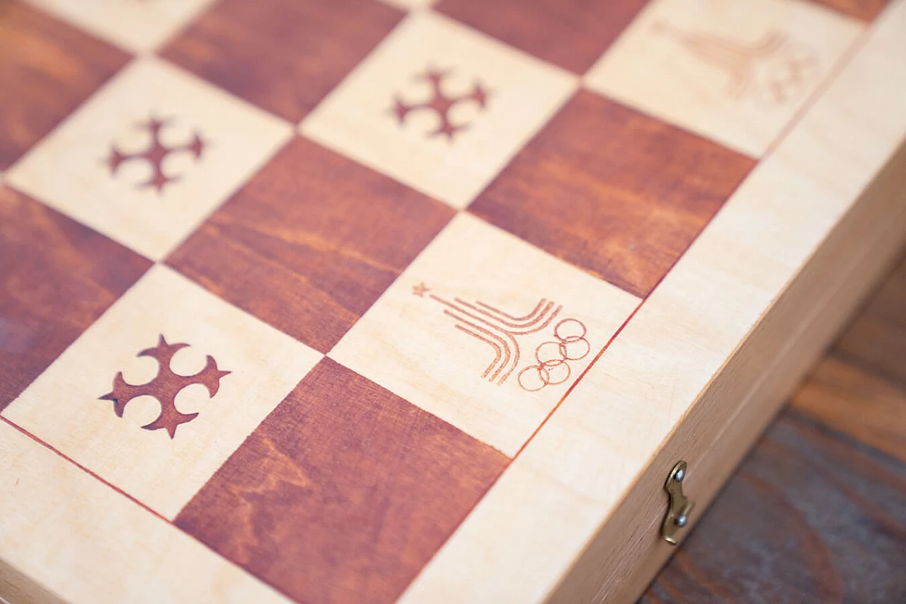 Beech wood chessboard, 1950s 7