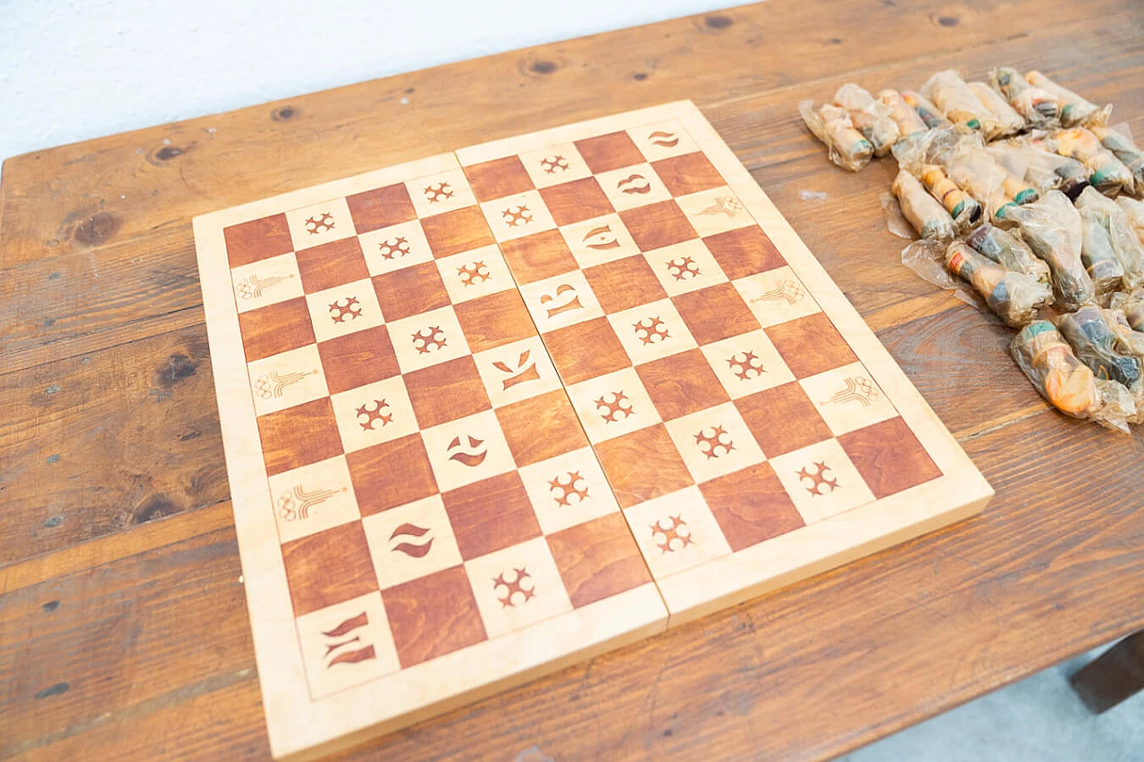 Beech wood chessboard, 1950s 13