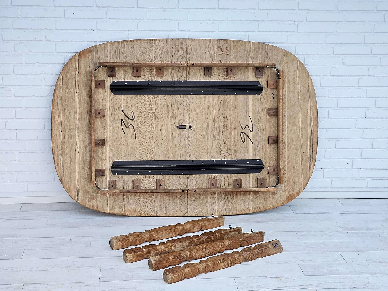 Danish oval solid oak table, 1970s 2