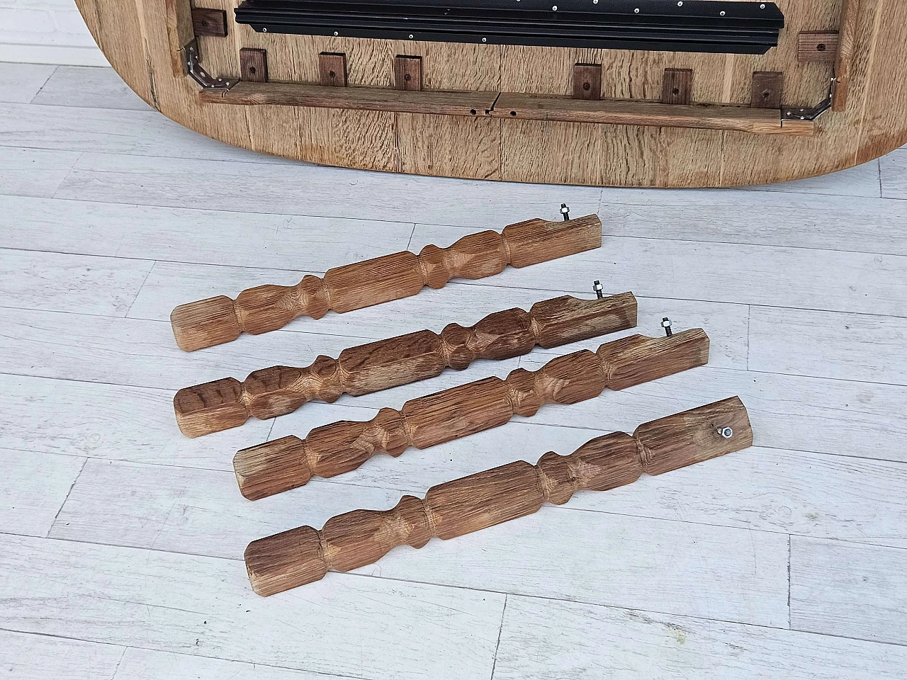 Danish oval solid oak table, 1970s 3