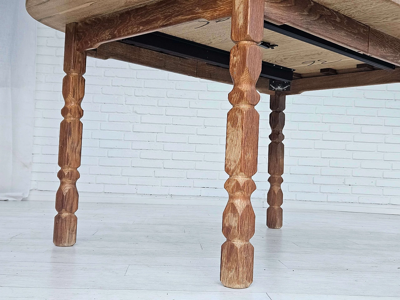 Danish oval solid oak table, 1970s 7