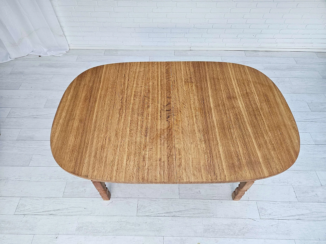 Danish oval solid oak table, 1970s 9