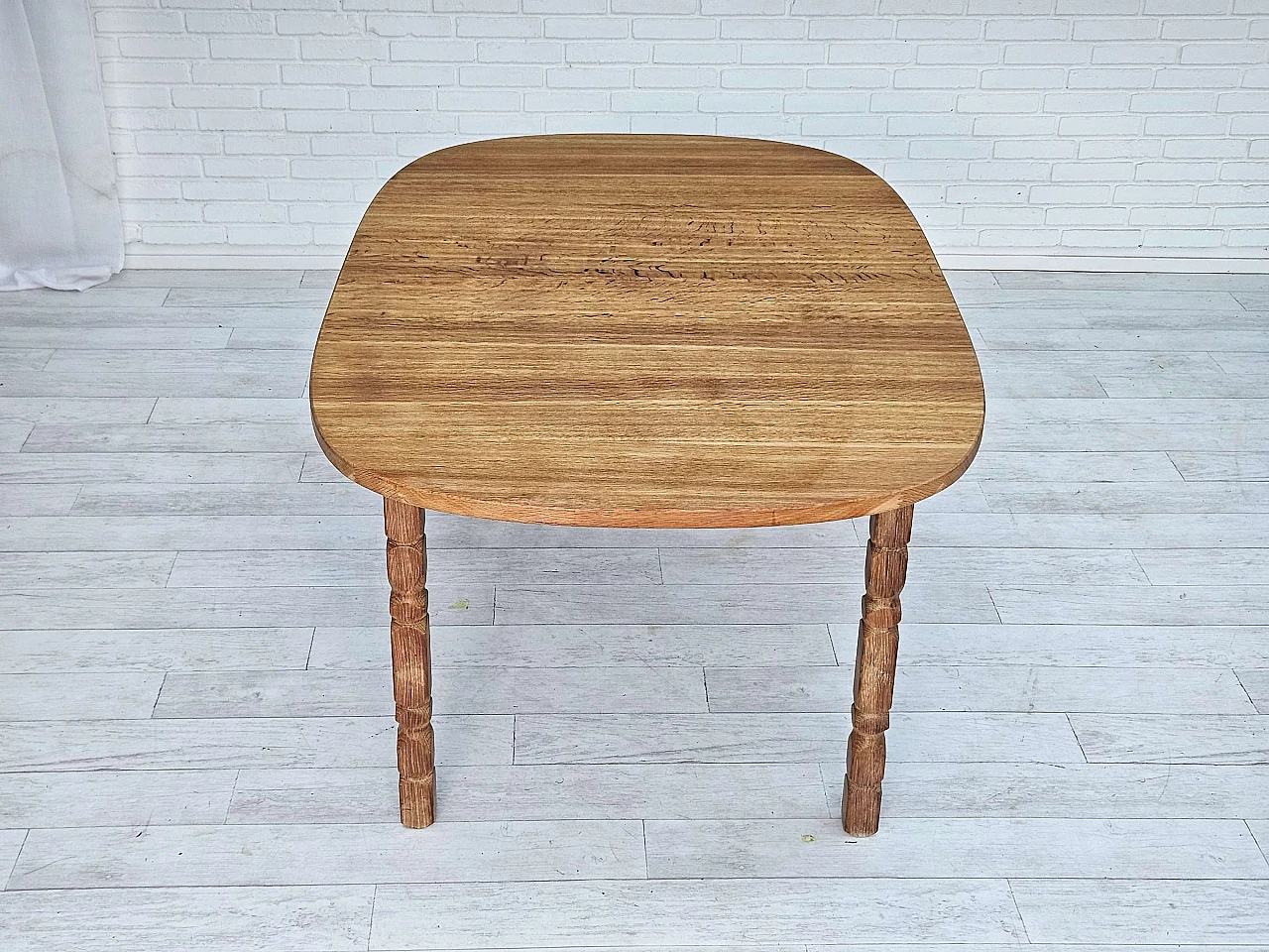 Danish oval solid oak table, 1970s 12