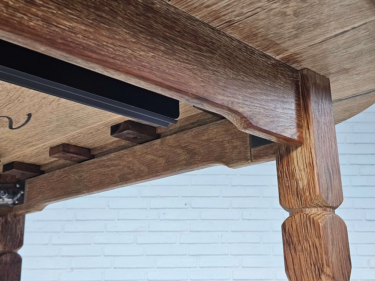 Danish oval solid oak table, 1970s 15