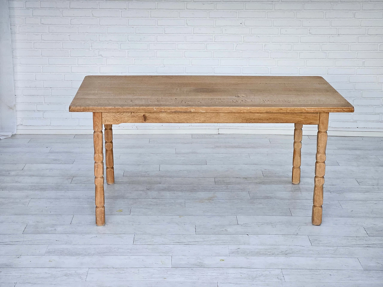 Danish solid oak extendable table, 1970s 1