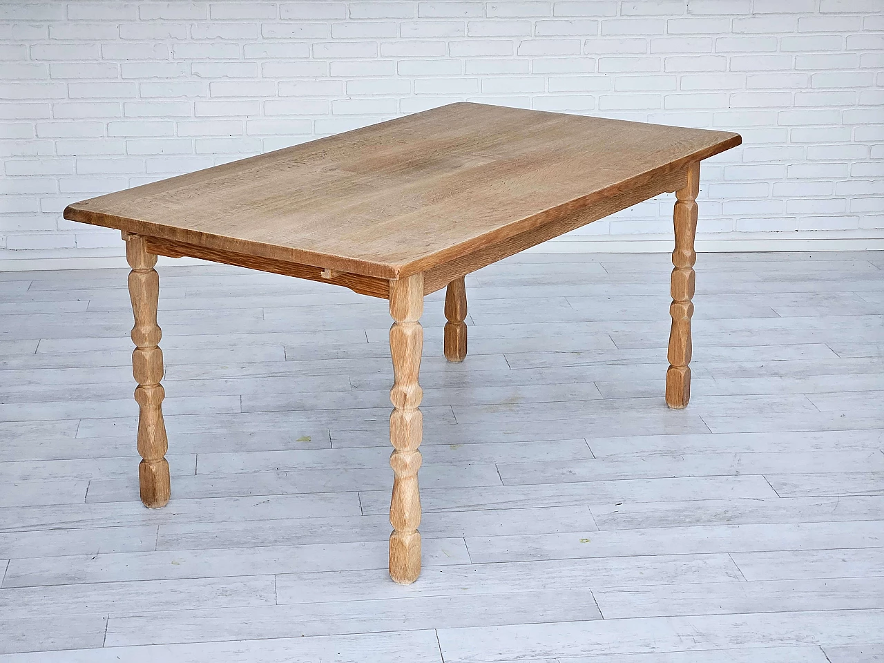 Danish solid oak extendable table, 1970s 5