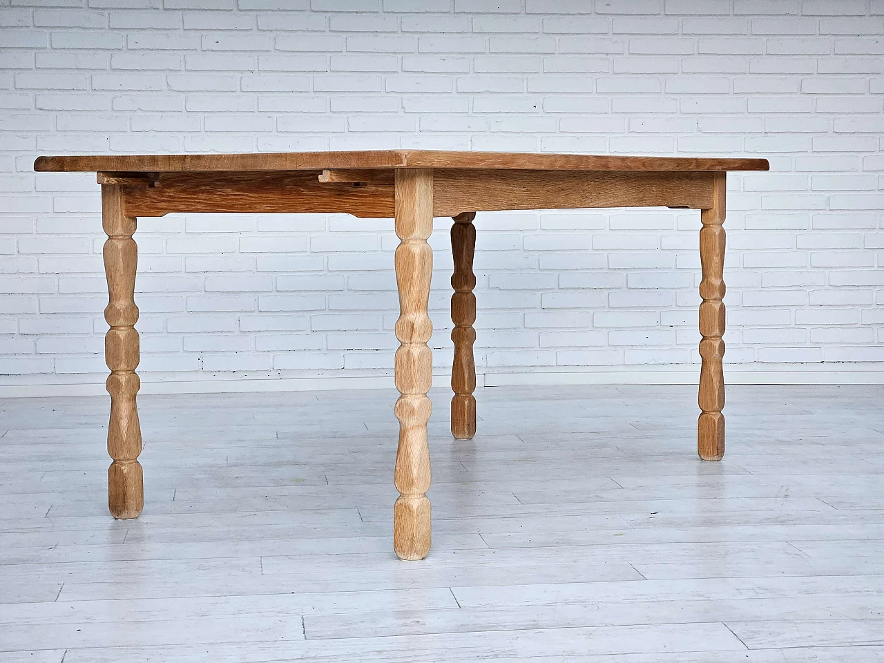 Danish solid oak extendable table, 1970s 6