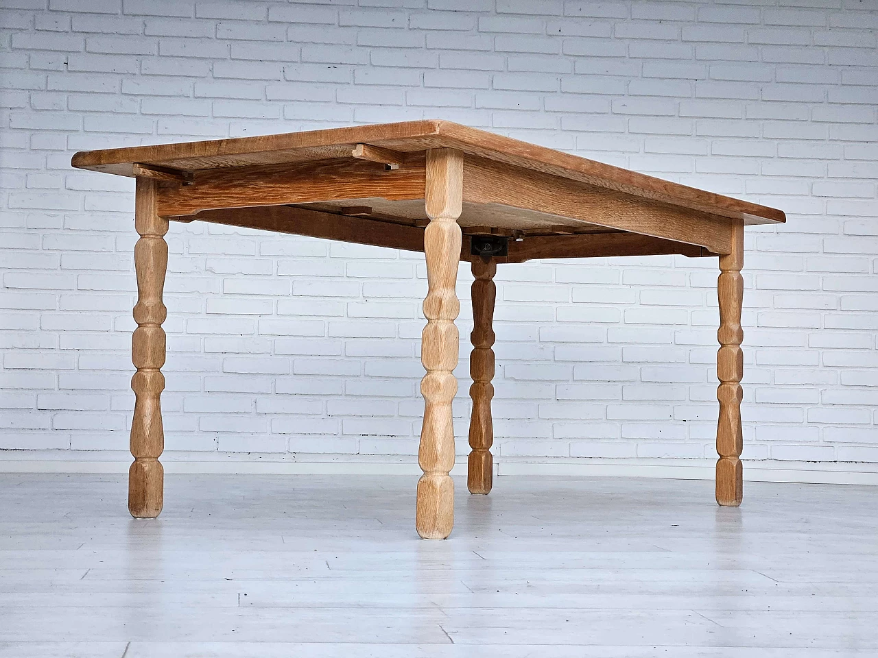 Danish solid oak extendable table, 1970s 7