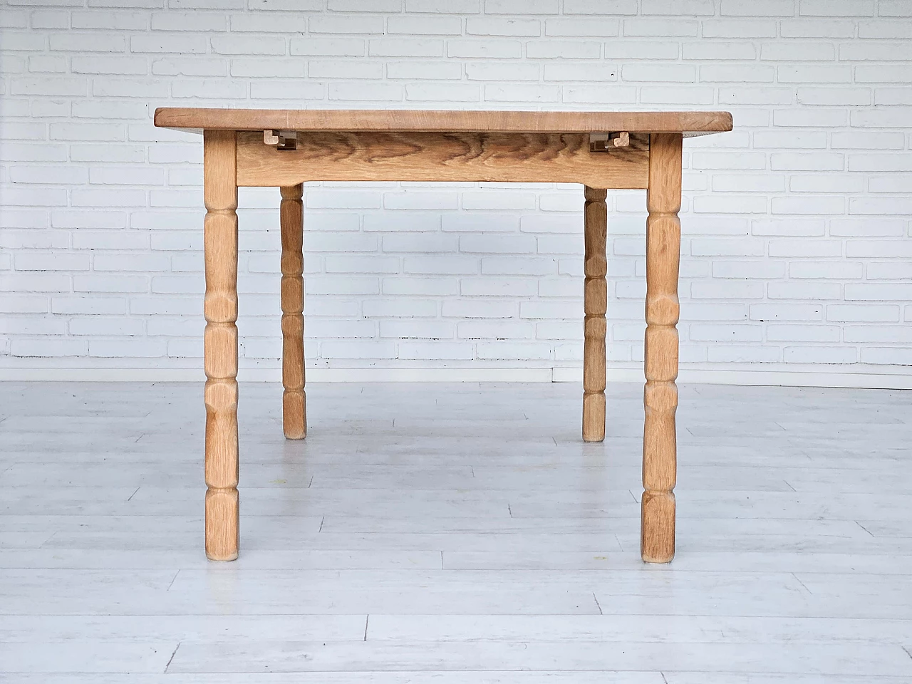 Danish solid oak extendable table, 1970s 10