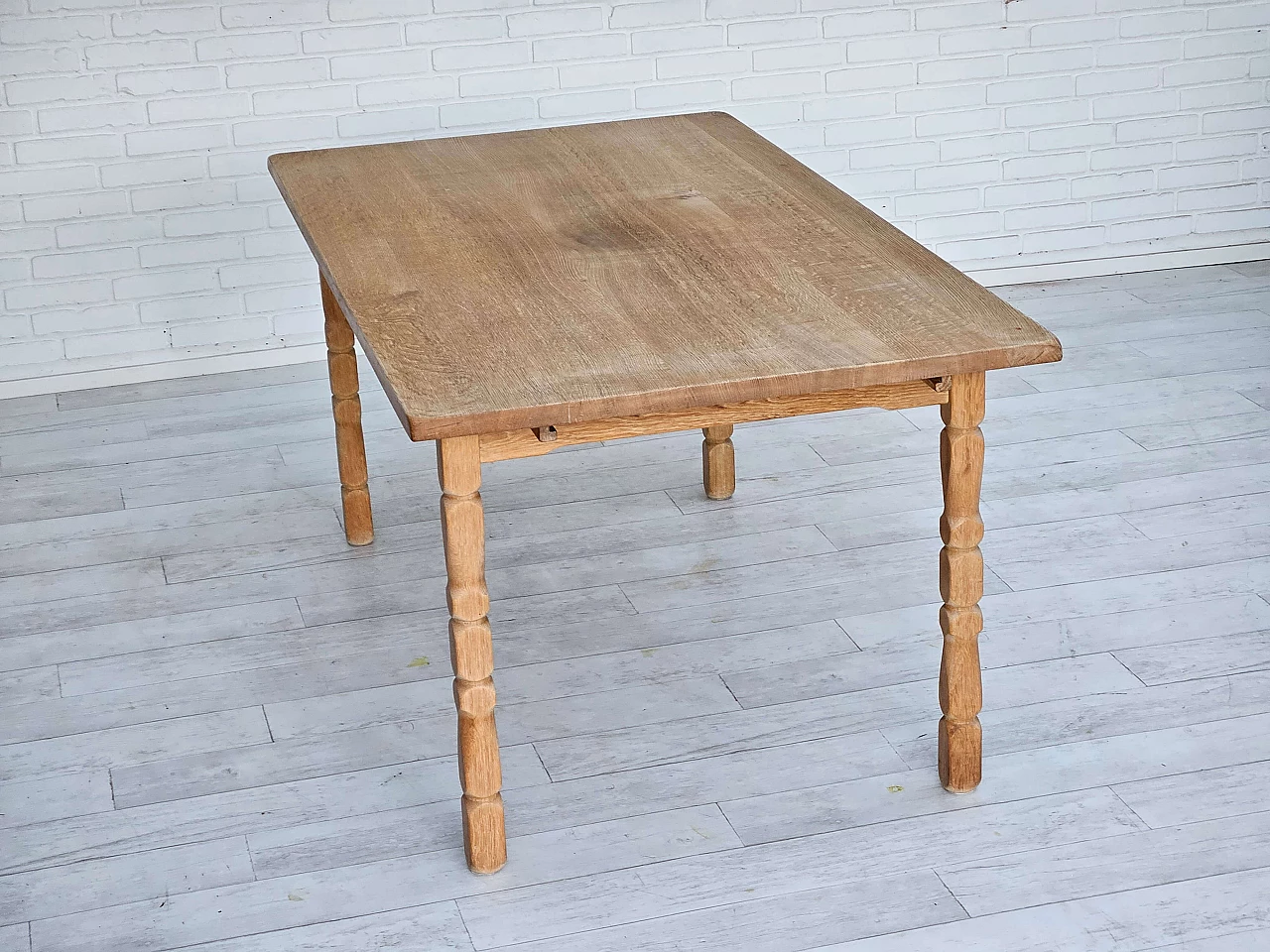 Danish solid oak extendable table, 1970s 11