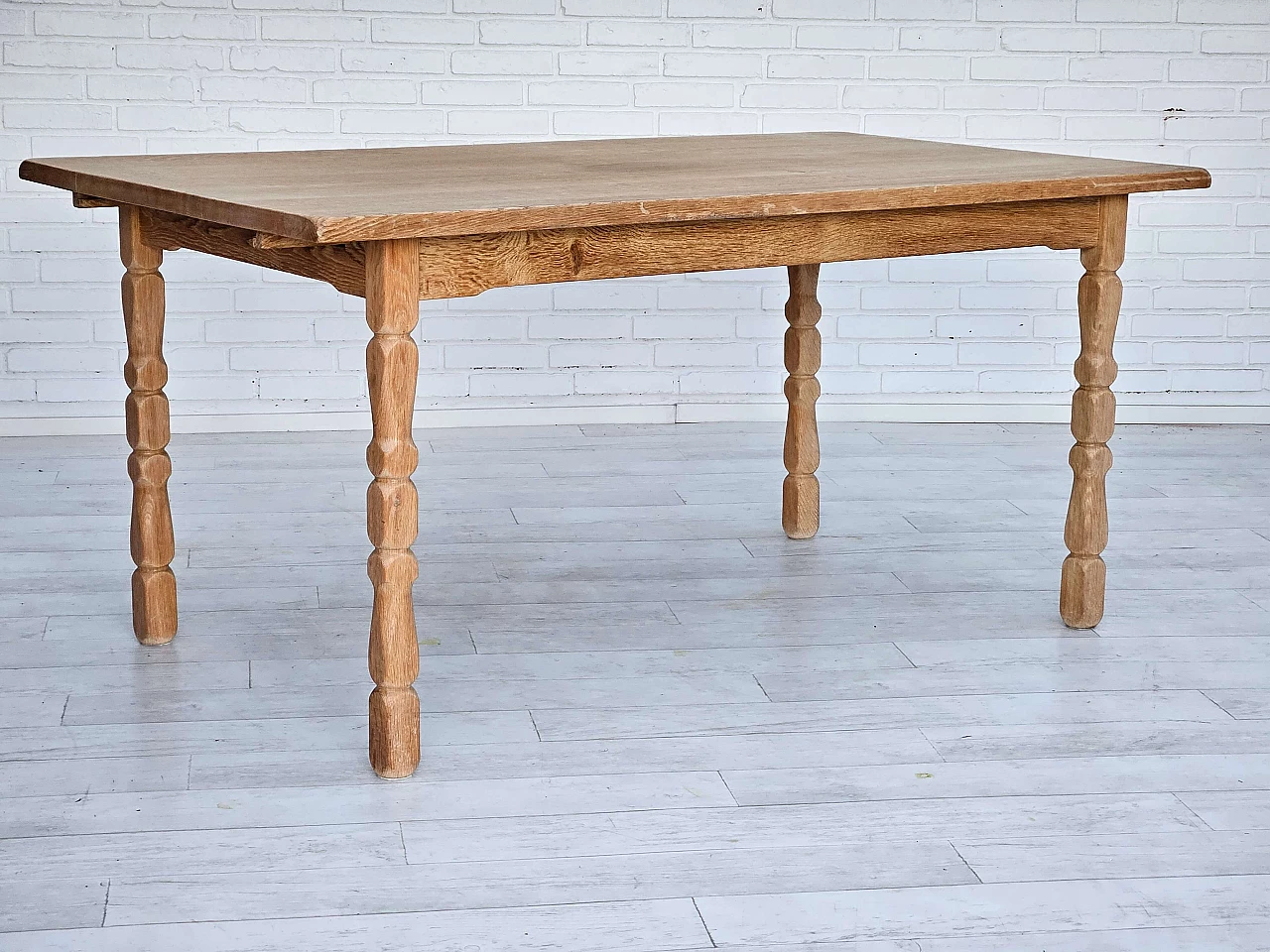 Danish solid oak extendable table, 1970s 12