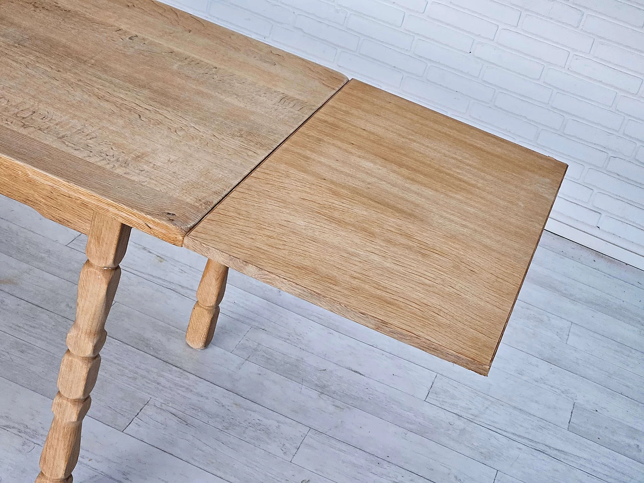 Danish solid oak extendable table, 1970s 16