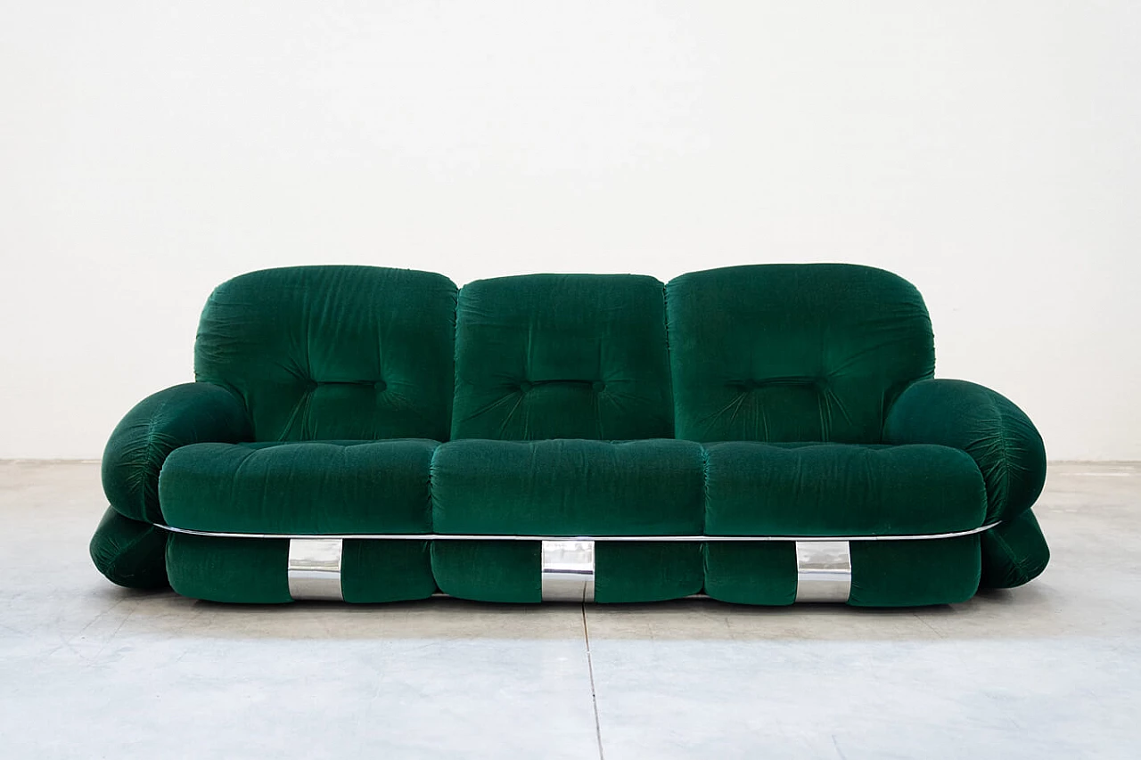 Pair of Okay armchairs and three-seater sofa by Adriano Piazzesi for 3D, 1970s 6