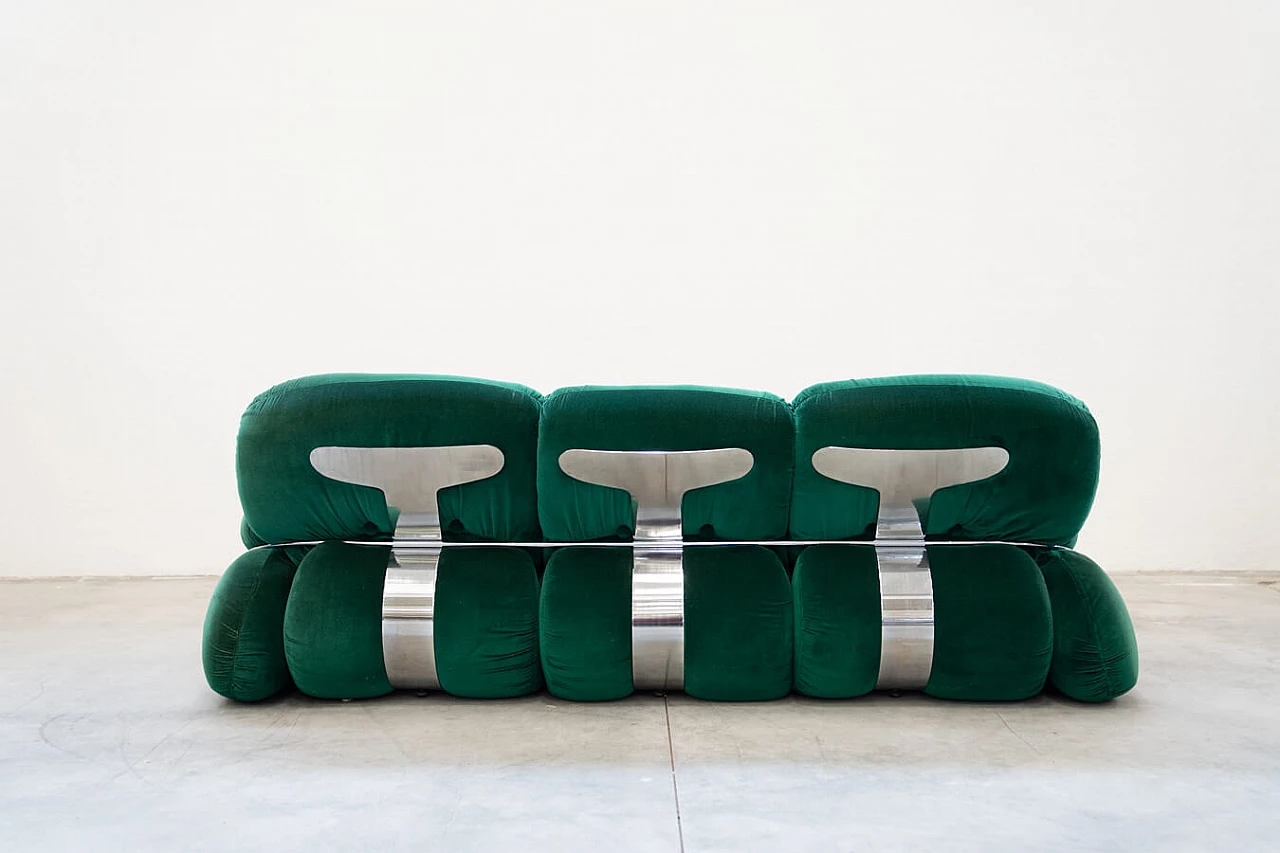 Pair of Okay armchairs and three-seater sofa by Adriano Piazzesi for 3D, 1970s 7