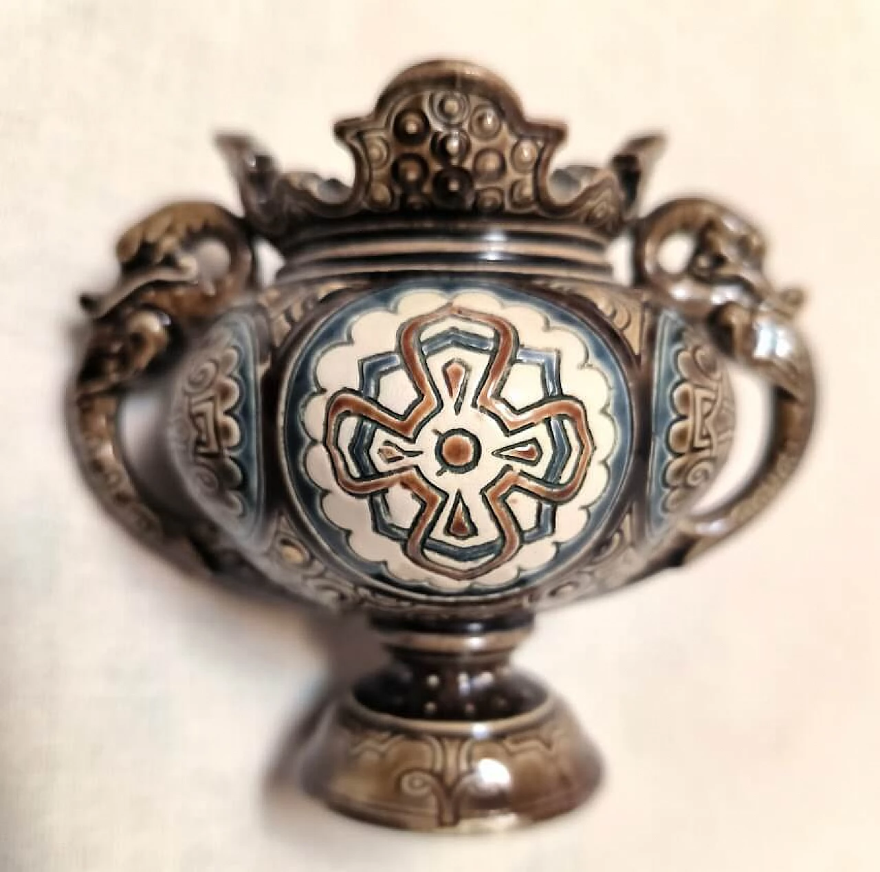 Barbottin ceramic vase, early 20th century 3