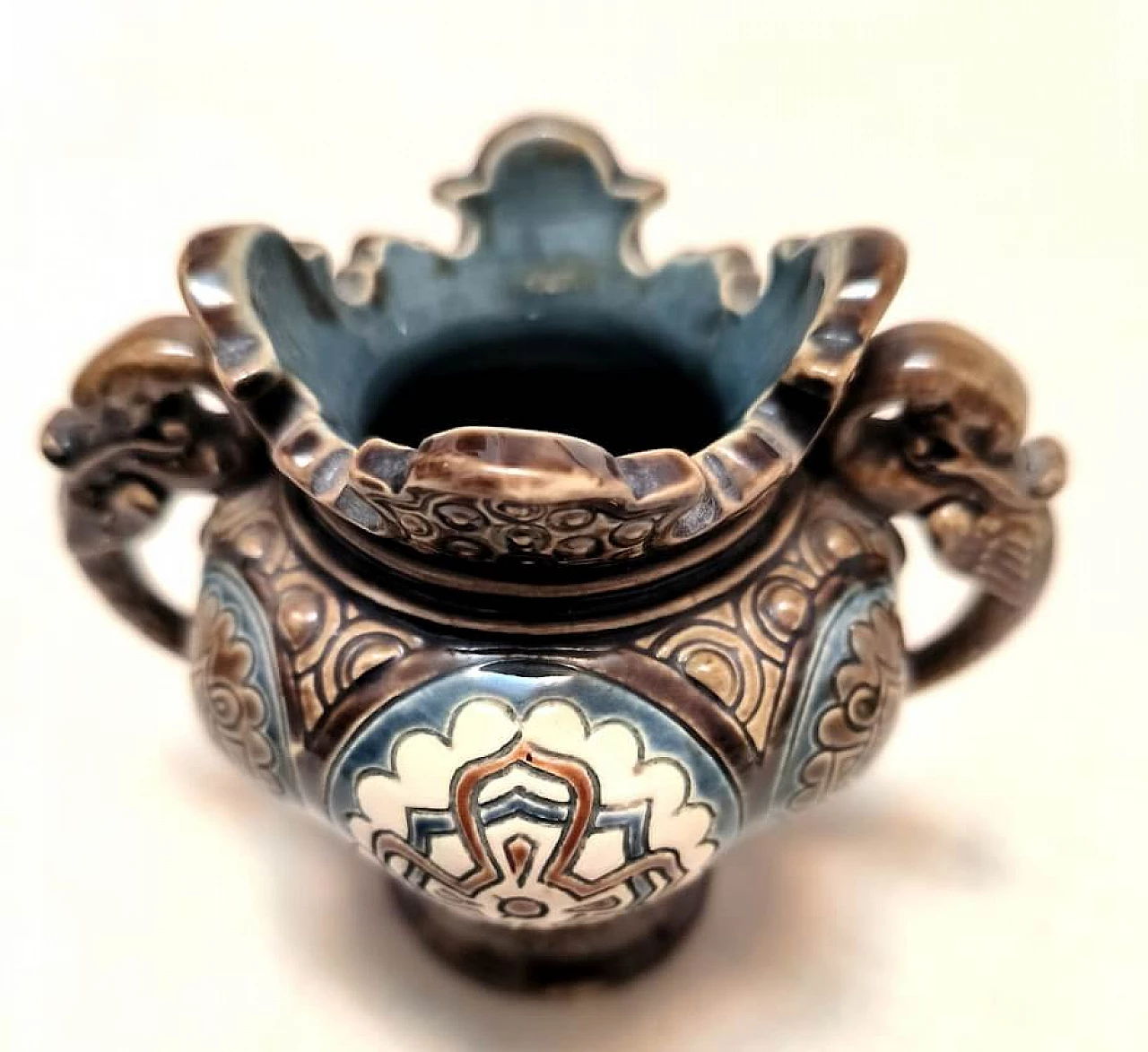 Barbottin ceramic vase, early 20th century 4
