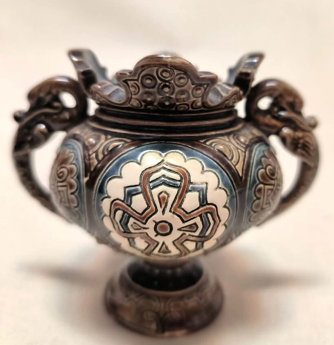 Barbottin ceramic vase, early 20th century 5