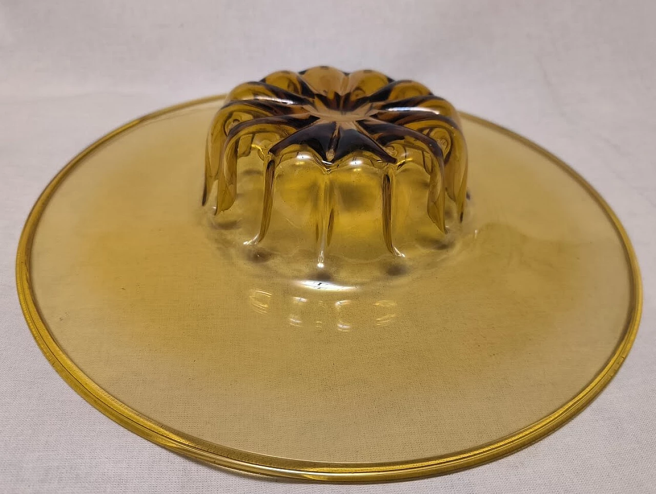 GRANDE PIATTO decorativo in vetro soffiato di MURANO , anni '50 3