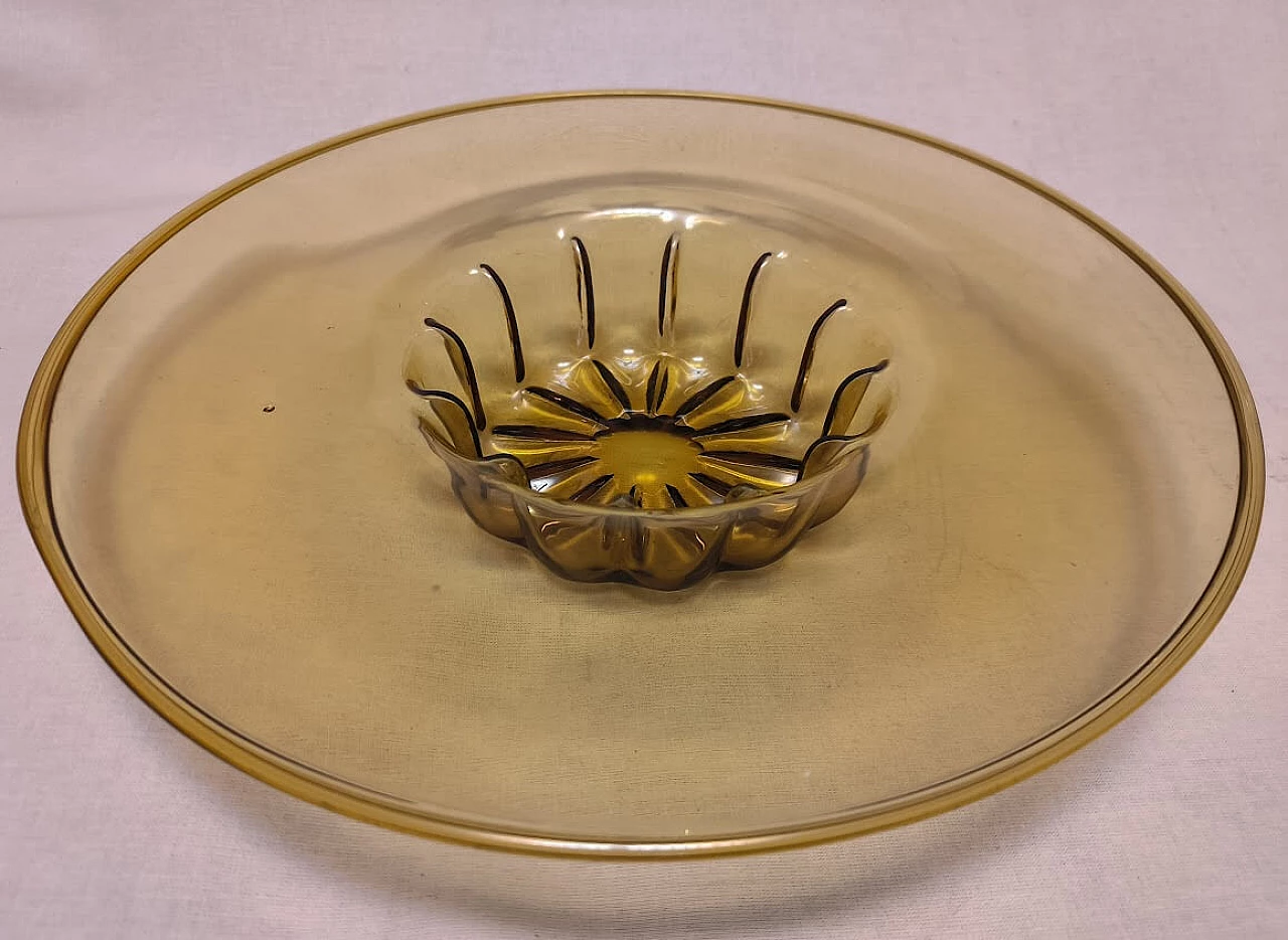 GRANDE PIATTO decorativo in vetro soffiato di MURANO , anni '50 6