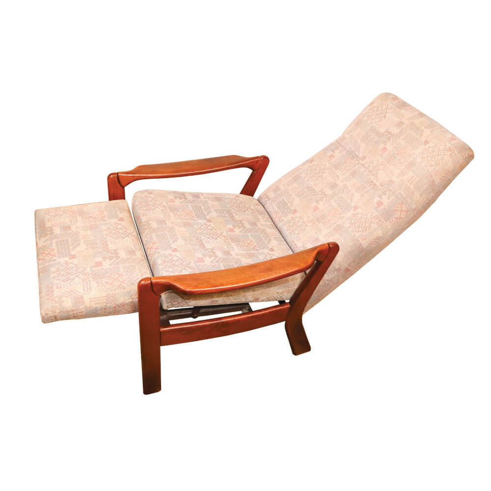 Danish reclining armchair with folding footrest, 1960s intOndo