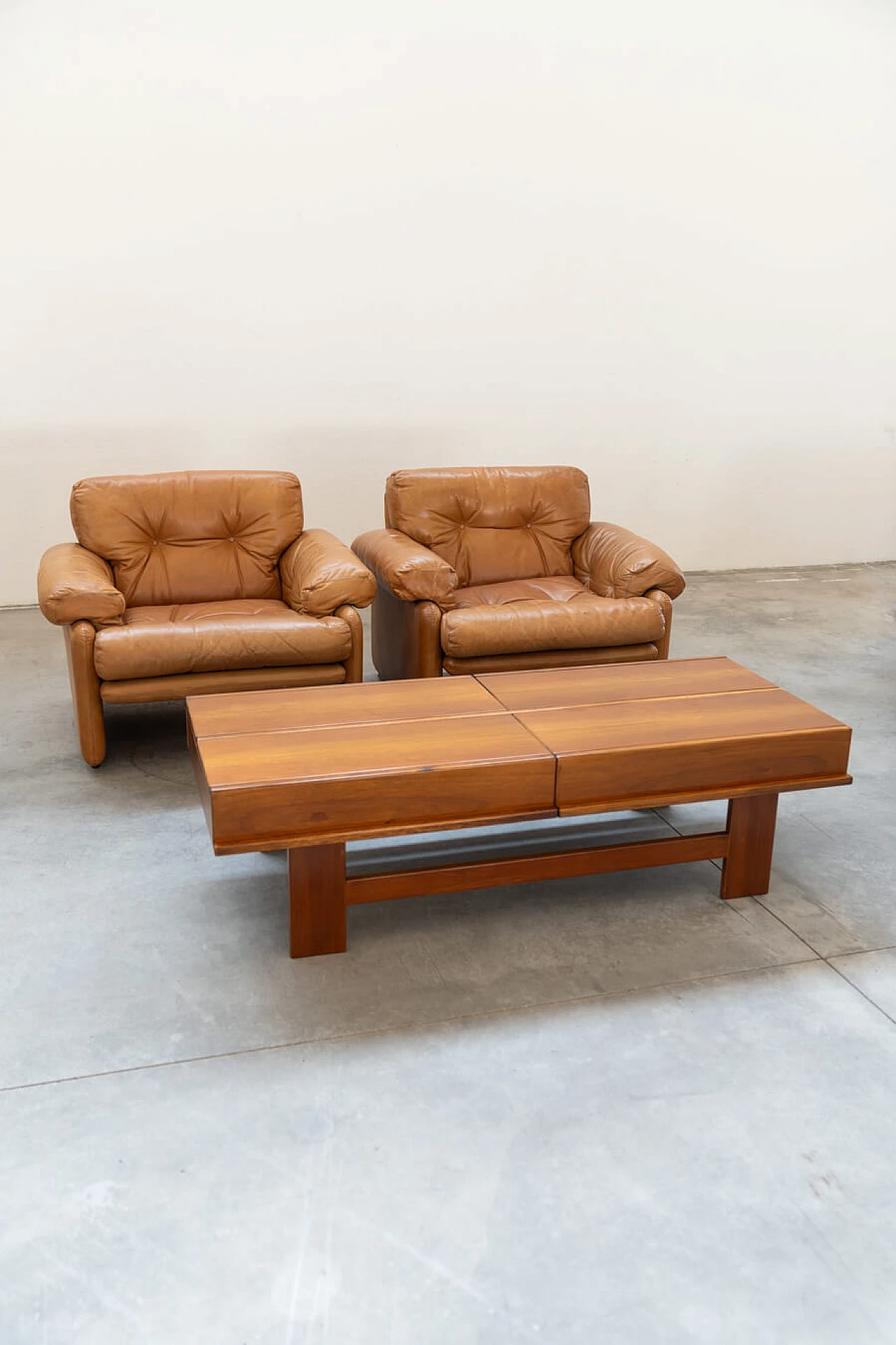 Pair of Coronado armchairs with poufs by Afra and Tobia Scarpa for B&B Italia, 1970s 24