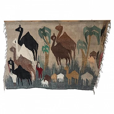 Tappeto da parete egiziano in lana, anni '50