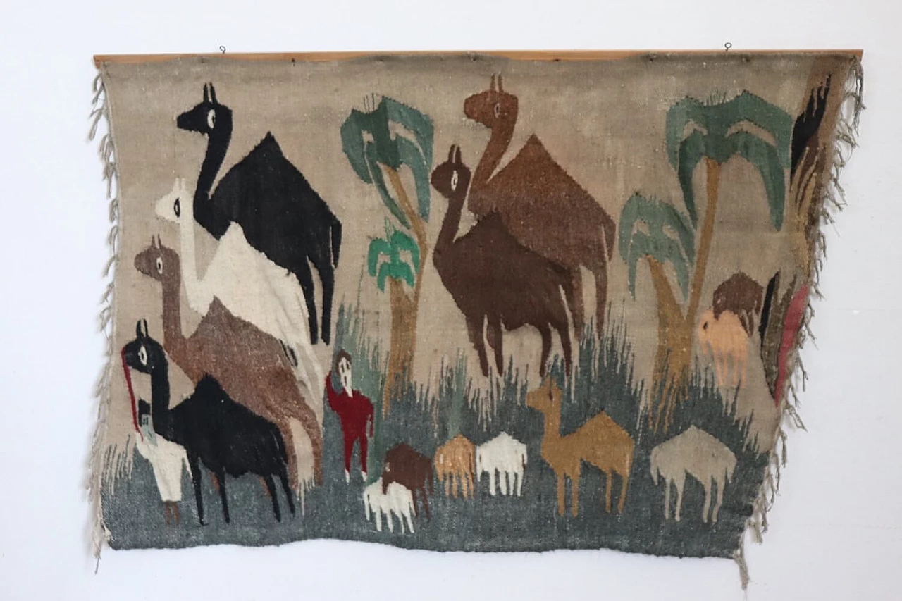 Tappeto da parete egiziano in lana, anni '50 2