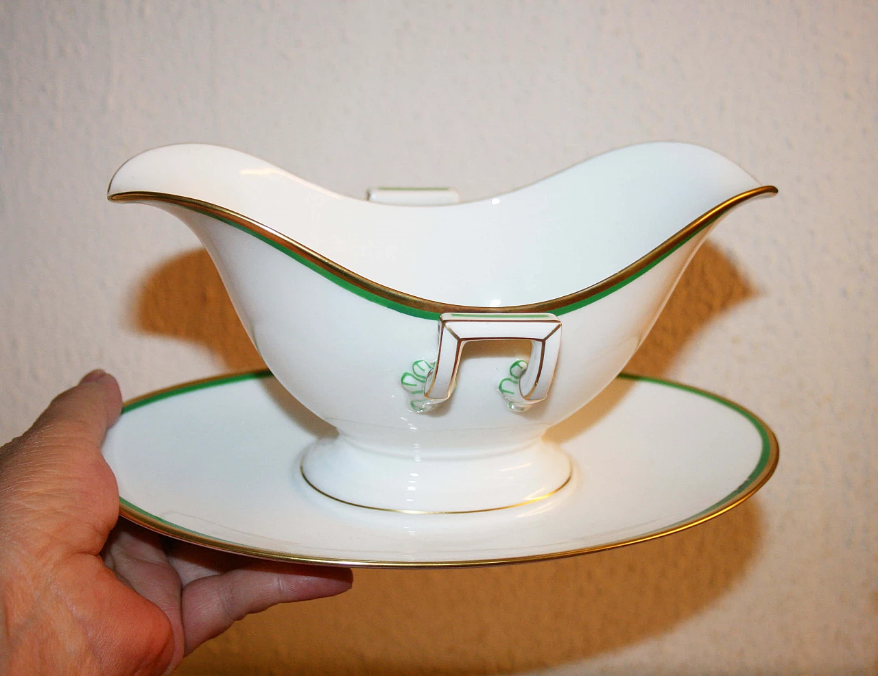 Salsiera con piatto in porcellana Hutschenreuther, anni '20 3