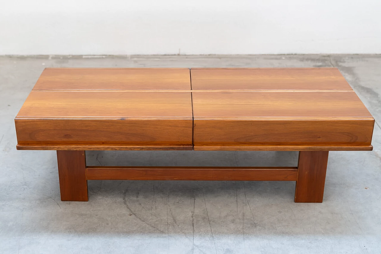 Walnut coffee table with compartment by Giovanni Michelucci, 1970s 2