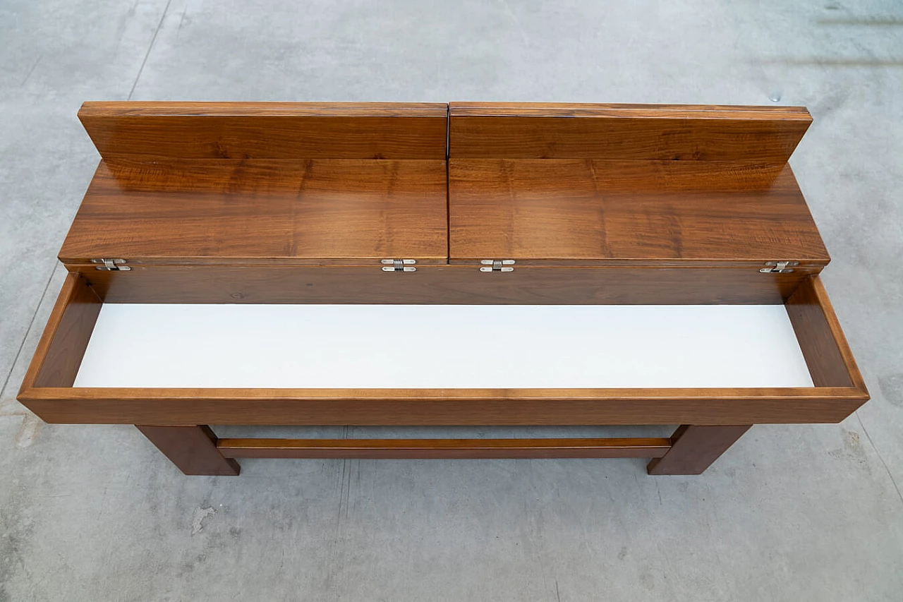 Walnut coffee table with compartment by Giovanni Michelucci, 1970s 15