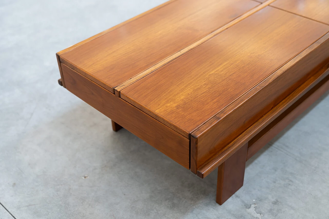Walnut coffee table with compartment by Giovanni Michelucci, 1970s 18