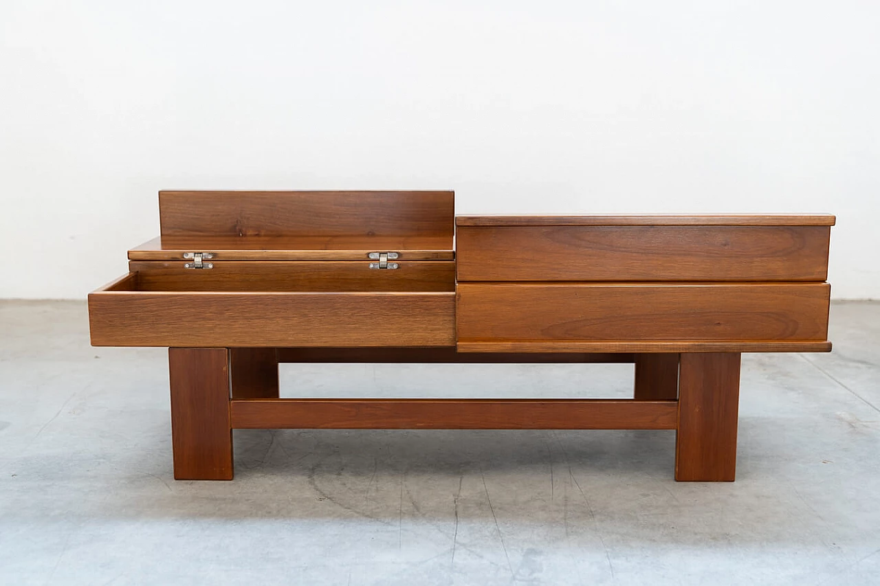 Walnut coffee table with compartment by Giovanni Michelucci, 1970s 19