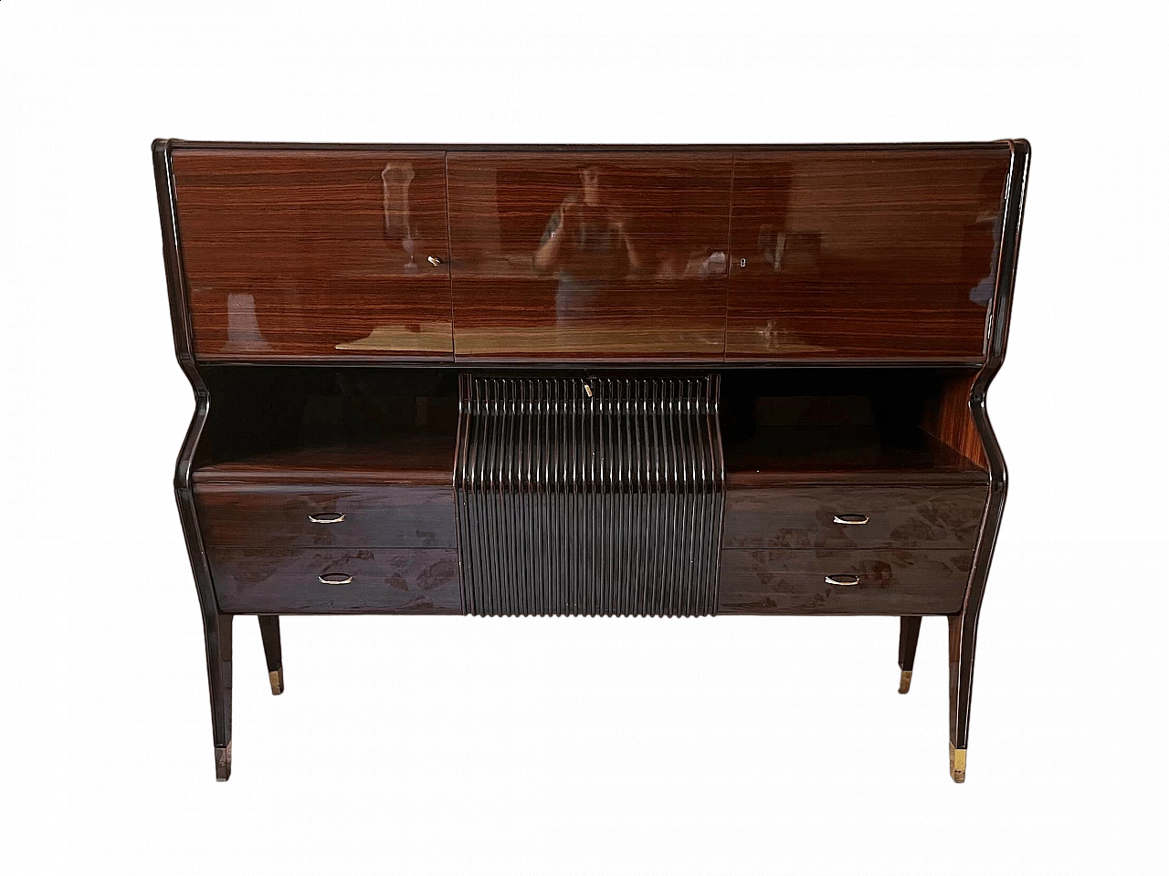Wooden sideboard with bar cabinet in the style of Osvaldo Borsani, 1950s 15
