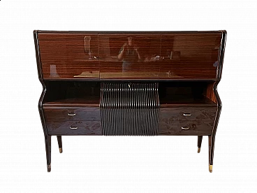 Credenza in legno con mobile bar attribuibile ad Osvaldo Borsani, anni '50